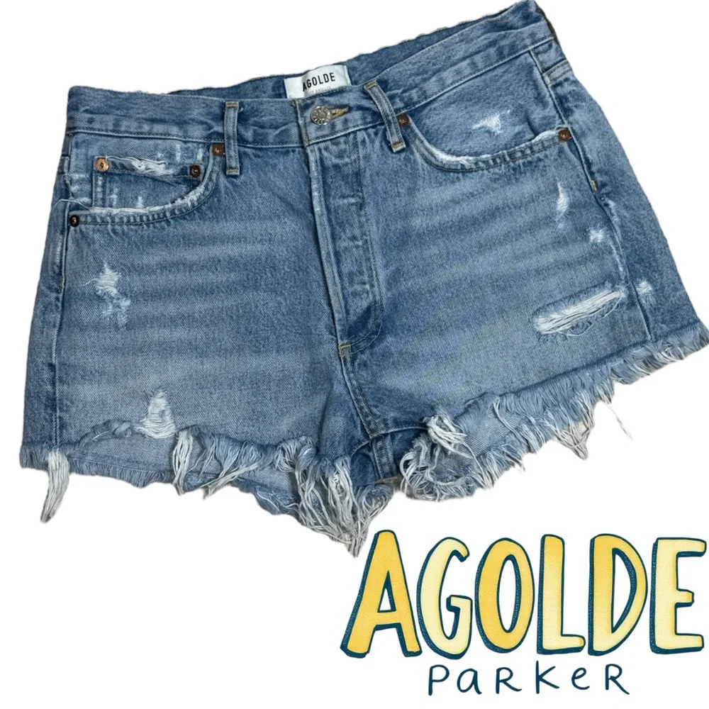 AGOLDE Parker Vintage Cut Off Short in Swapmeet Wash Size 27 Celeb Style - Picture 2 of 8